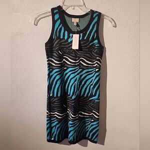 Banana Republic Issa London Collection Blue Green Sleeveless  Dress Sz XS Petite